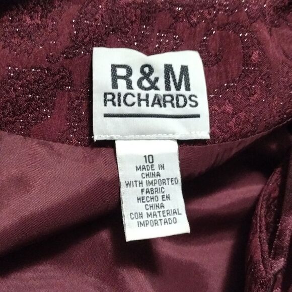 R&M Richards 2pc Beaded Wine Jacket Dress Formal Sz 10 - Picture 11 of 16
